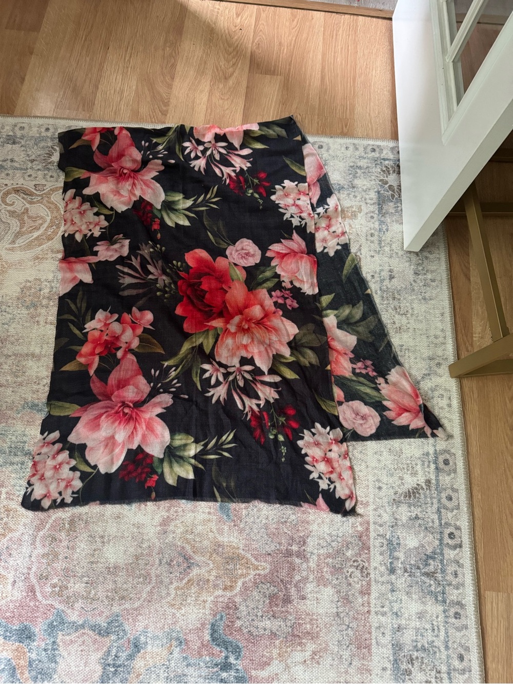 Floral Black & Pink Lightweight Women's Scarf